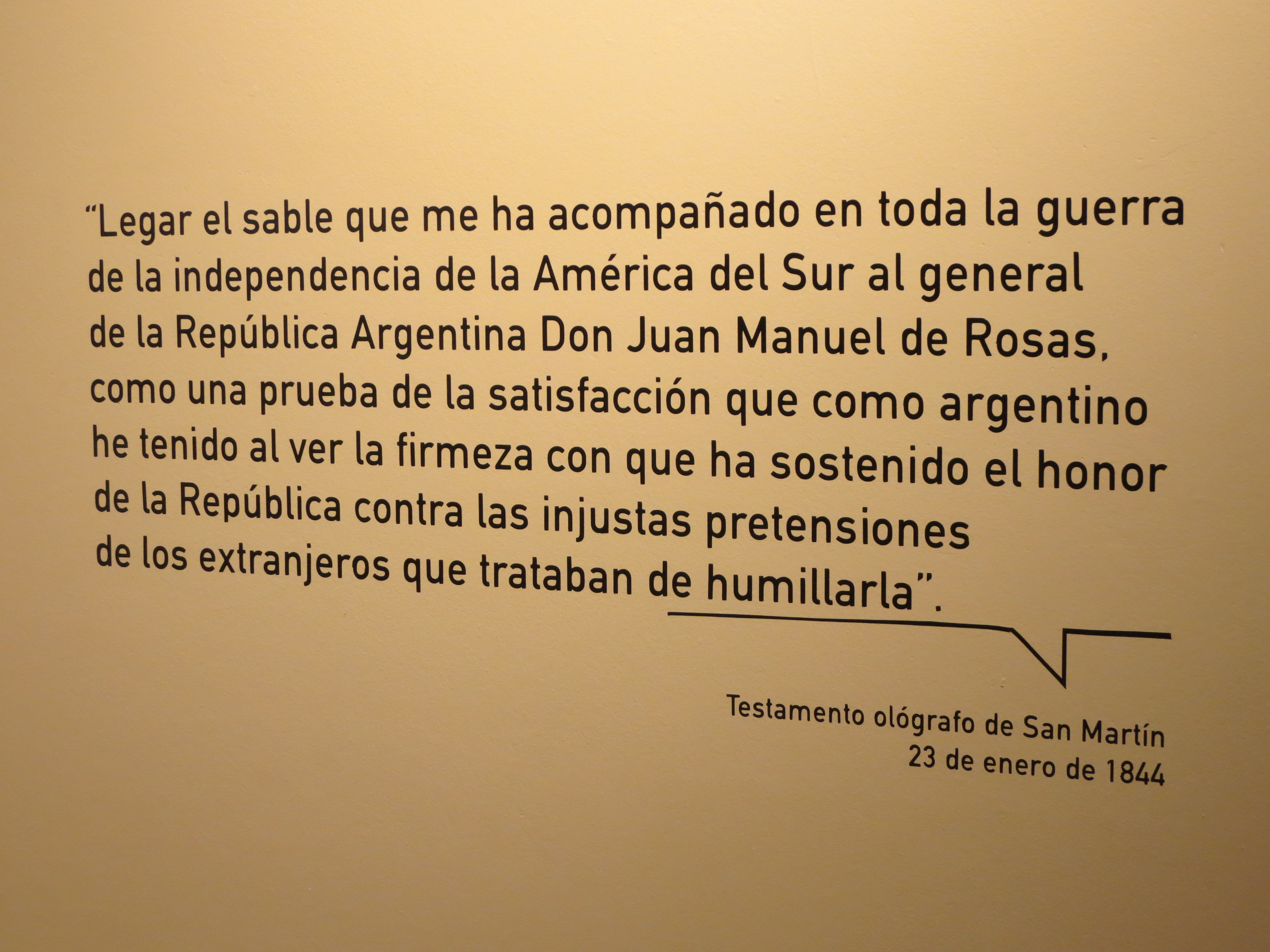 Fragmento del testamento de San Martín. Foto: E. A.