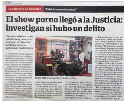 Noticia «El show porno llegó a la
Justicia: investigan si hubo un delito»