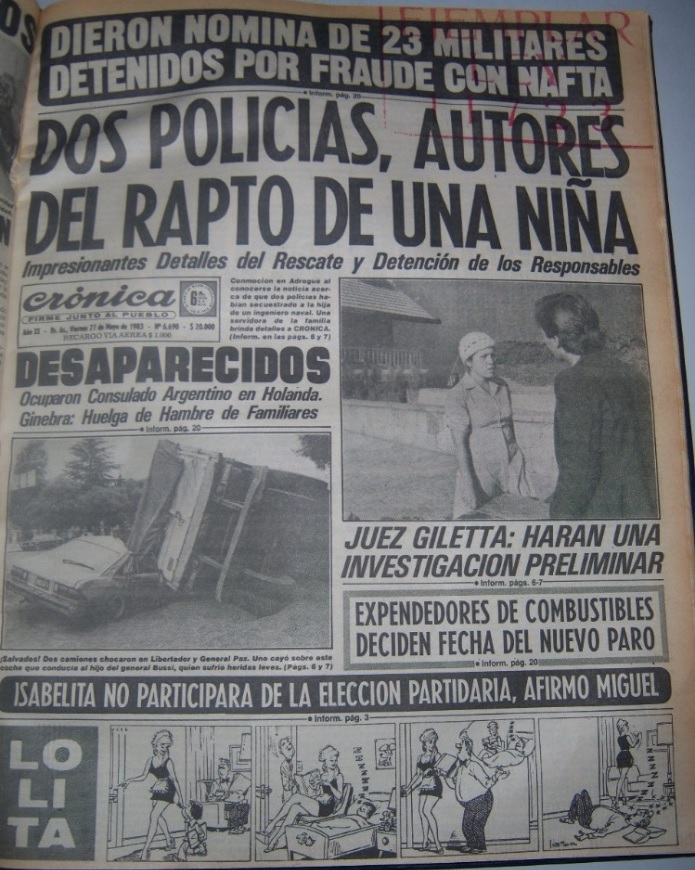 Portada de Crónica, 27 de mayo de 1983