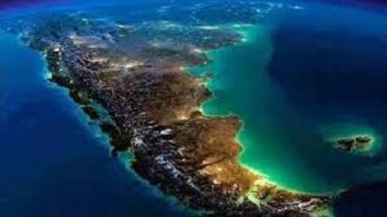 Imagen satelital de Argentina. Charla: La demarcación del límite exterior de la plataforma continental argentina