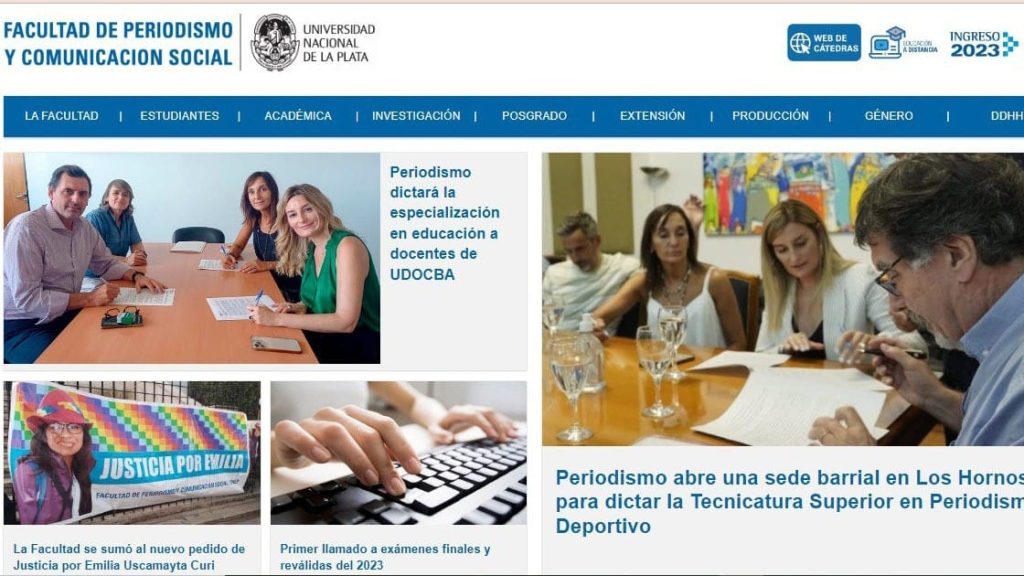 captura de pantalla del sitio web de Periodismo
