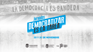 flyer segunda circular Jornadas Democratizar es la tarea